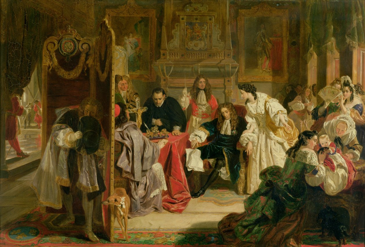Kuningas James II (1633-1701) vastaanottaa uutisen William of Orangen maihinnoususta vuonna 1688, 1851 tekijältä Edward Matthew Ward