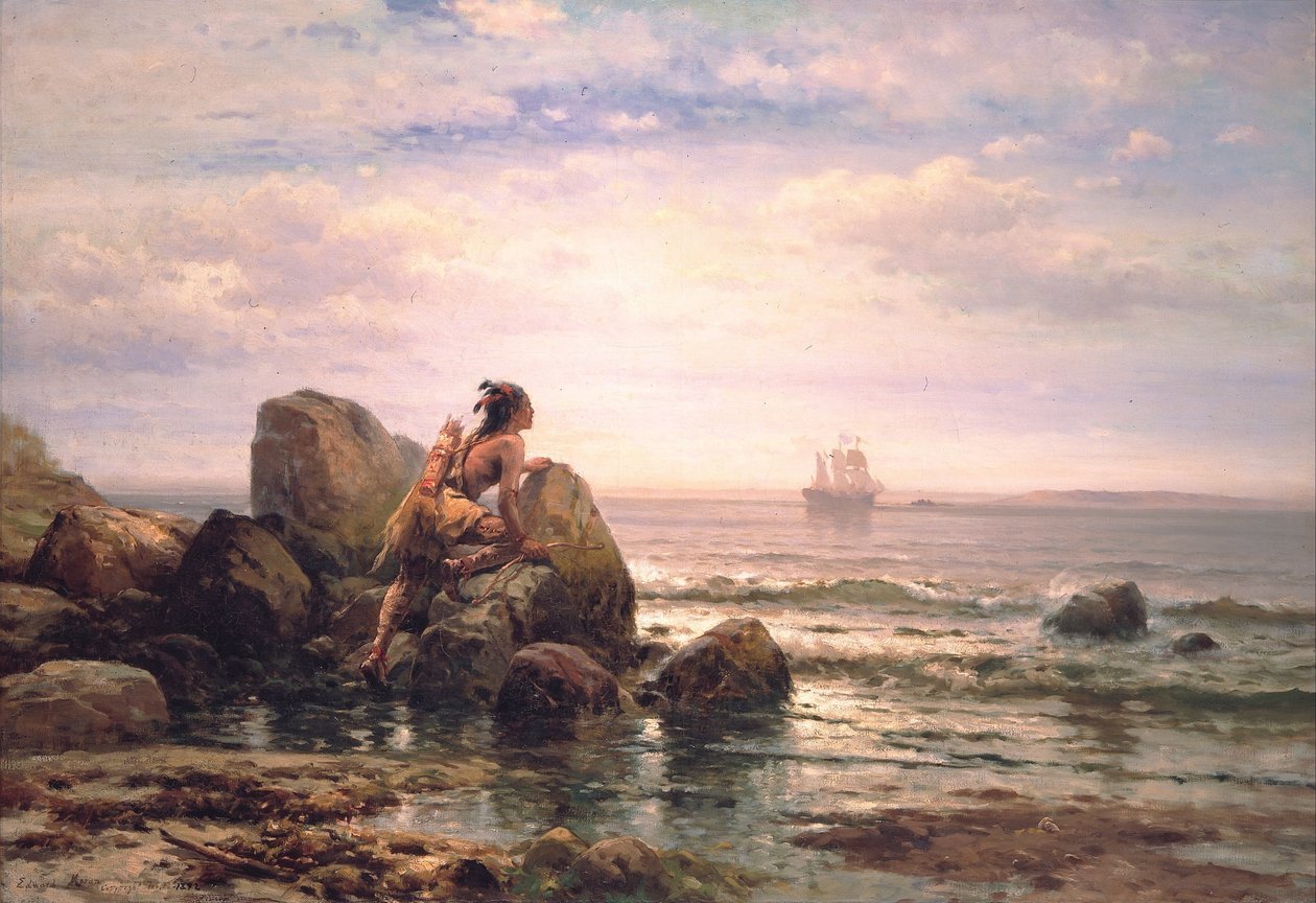 Henrik Hudson saapuu New Yorkin satamaan 11. syyskuuta 1609 tekijältä Edward Moran