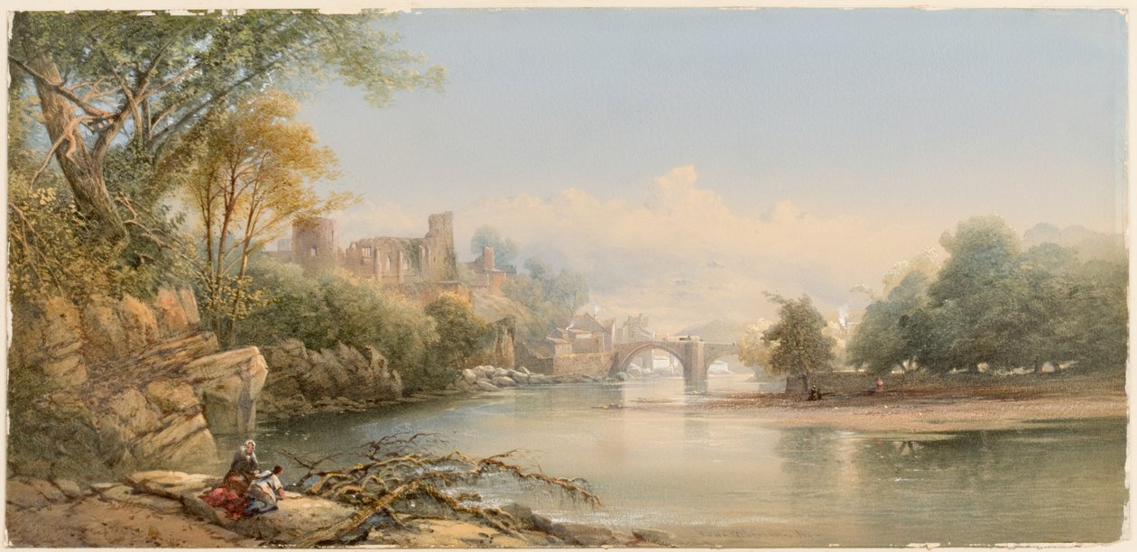 Barnard Castle (vartaloväri ja akvarelli paperille (kortille)) tekijältä Edward Richardson
