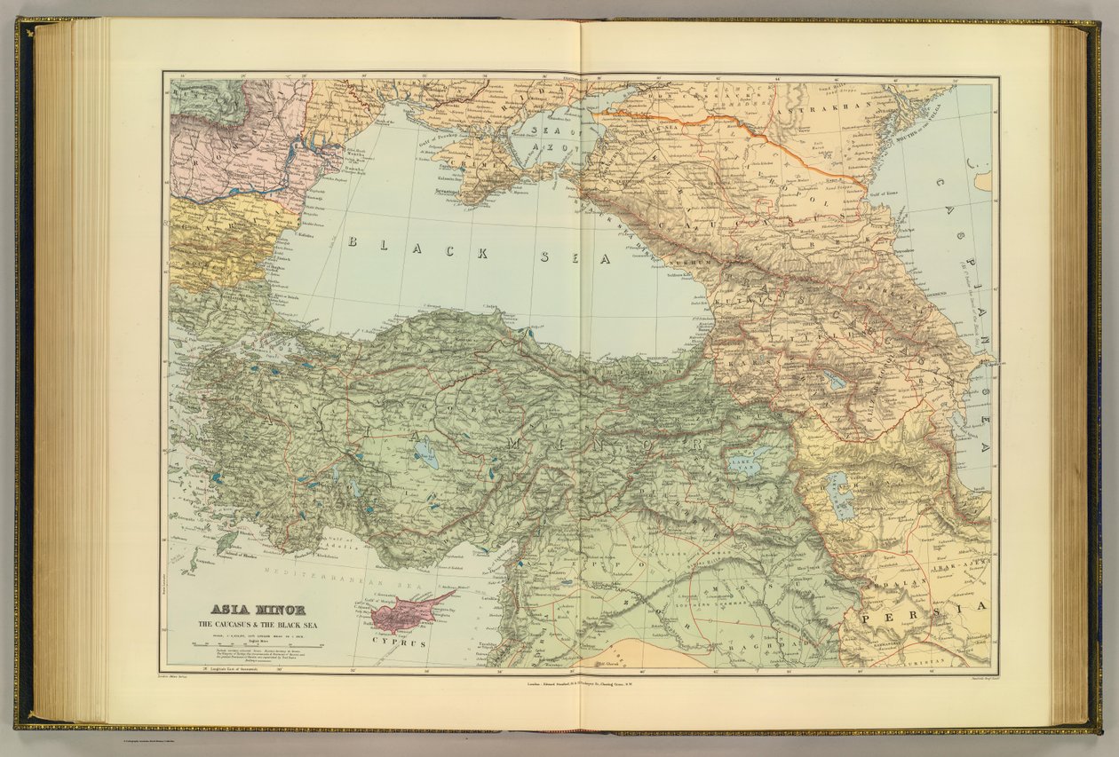 Vähä -Aasia, Kaukasus ja Musta meri. Lontoon atlas -sarja. Stanfordin Geogl. Estabt. Lontoo tekijältä Edward Stanford