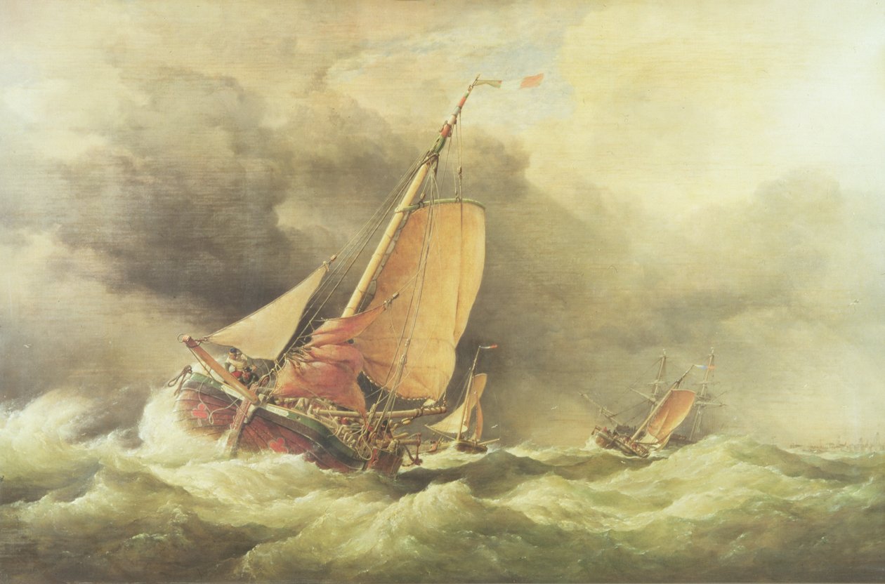 Dutch Pincks juoksee ankkuroimaan Yarmouthin edustalla tekijältä Edward William Cooke