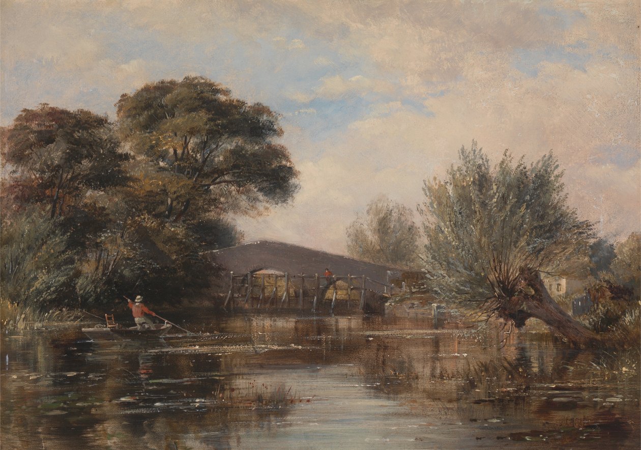 Godstow Bridge lähellä Oxfordia tekijältä Edward William Cooke