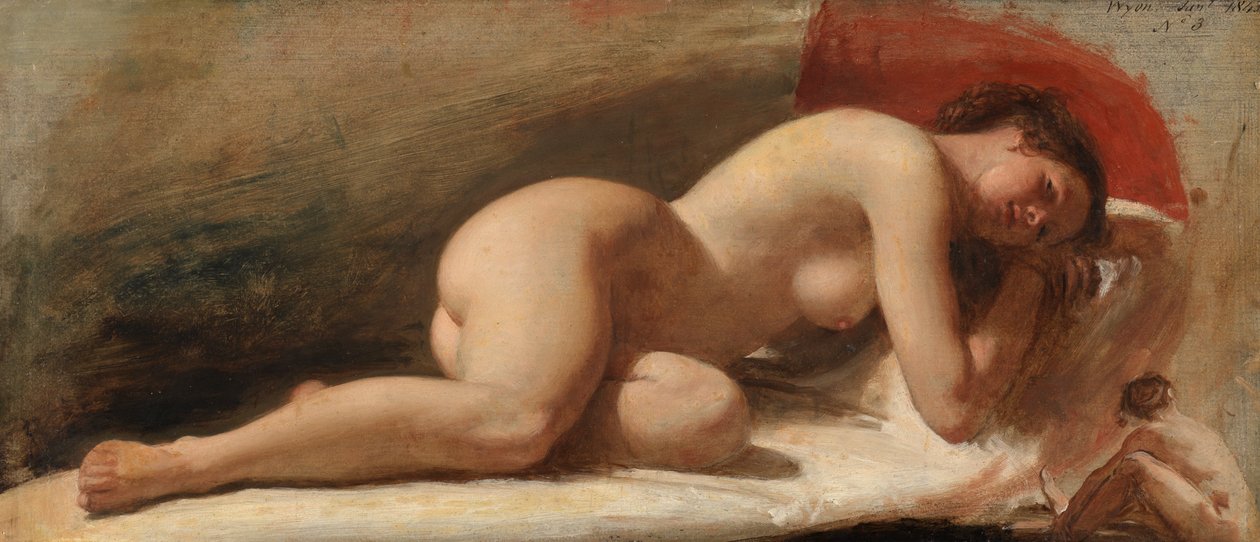 Makuuasennossa olevan naisen alastonkuva, 1843 tekijältä Edward William Wyon