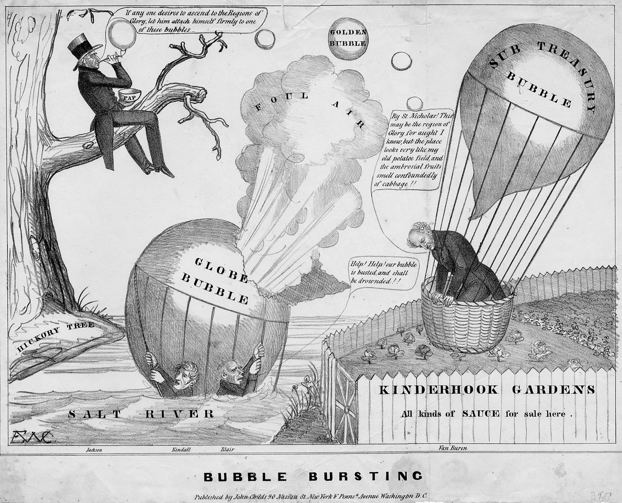 Bubble bursting, julkaisija John Childs, New York ja Washington DC, n. 1840, tekijältä Edward Williams Clay