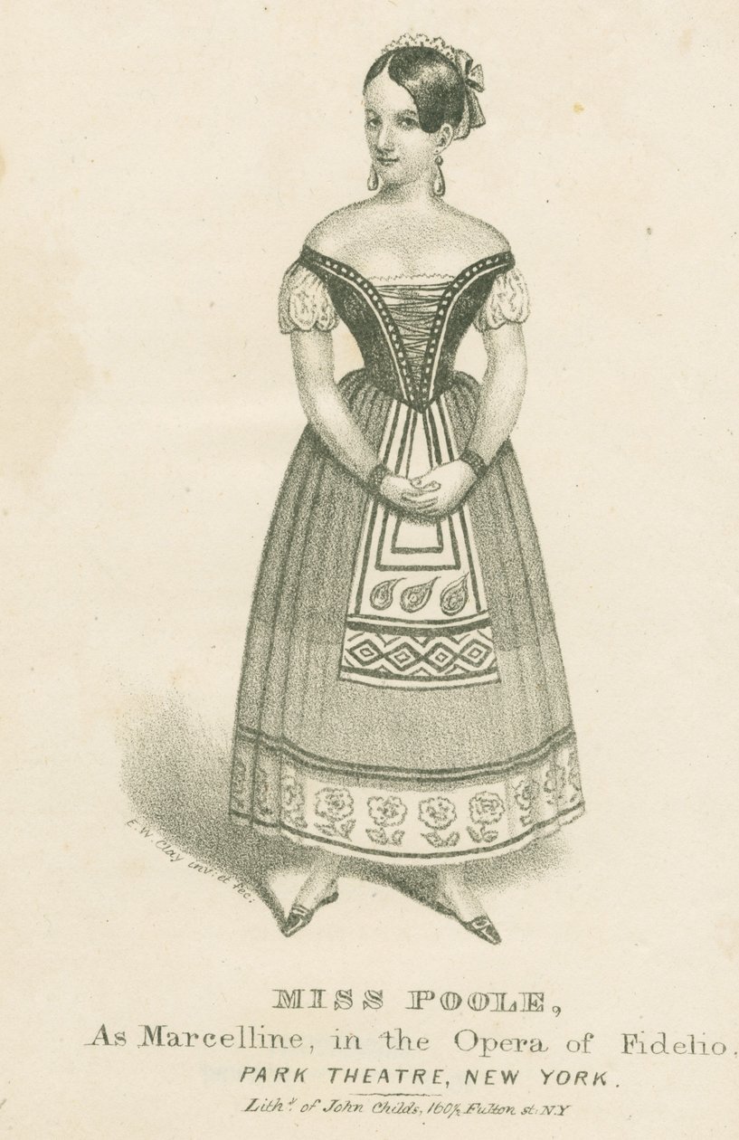 Neiti Poole Marcellinena Fidelion oopperassa, 1839 tekijältä Edward Williams Clay