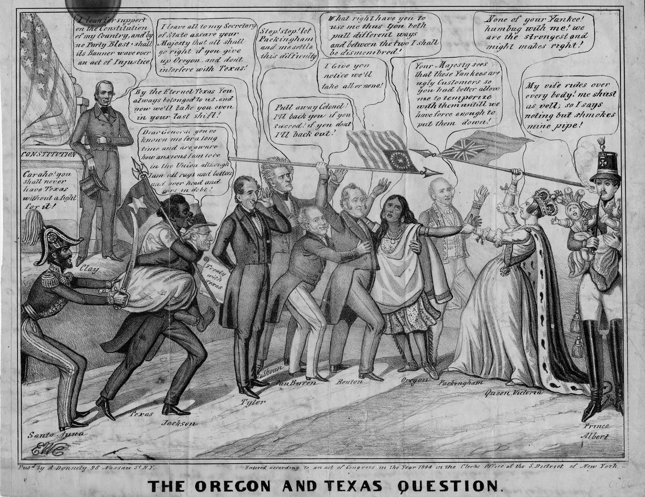 Oregonin ja Texasin kysymys, julkaisija A Donnelly, New York, n. 1844 tekijältä Edward Williams Clay