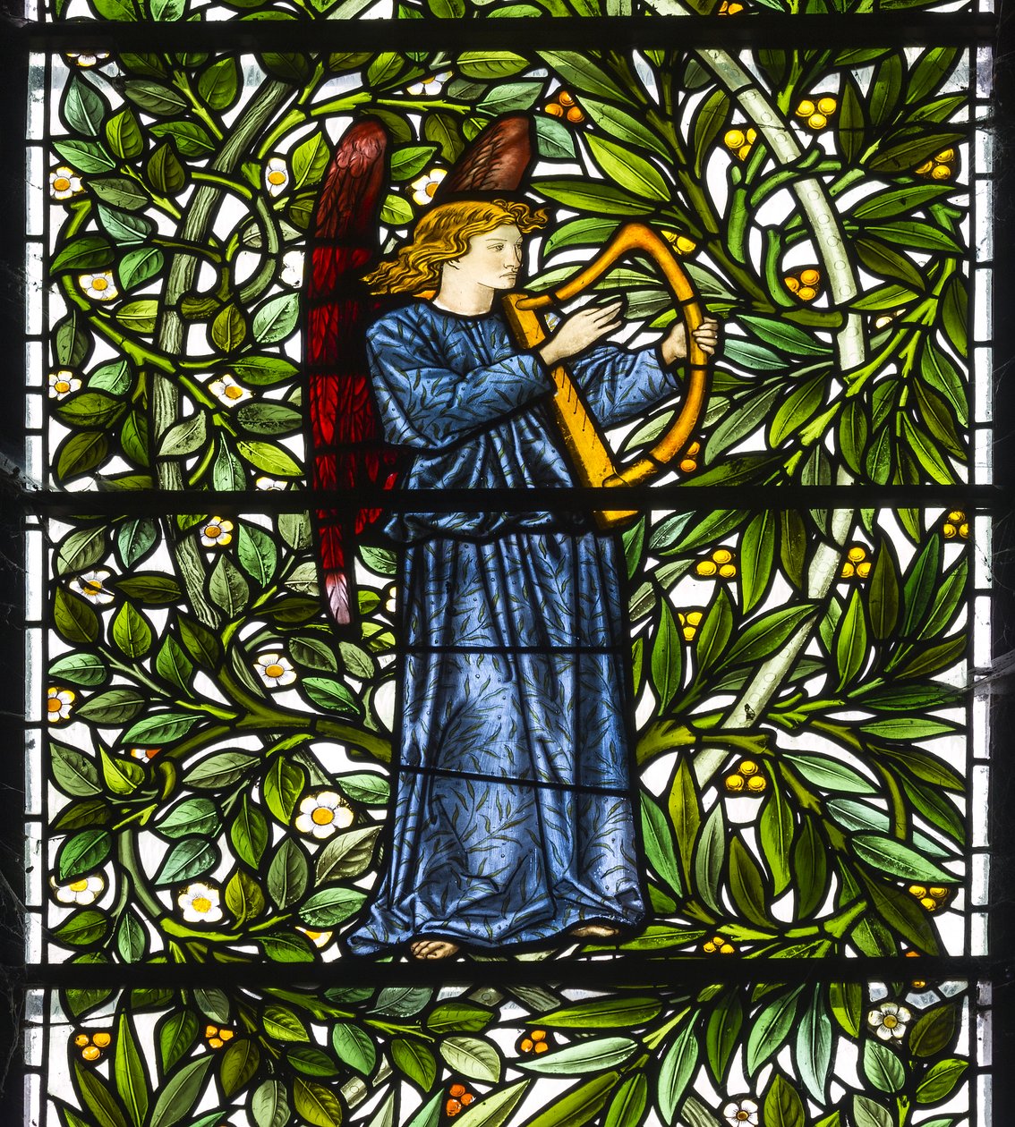 Nunna Monkton, St Mary, Morris Marshall & Faulkner & Co, William Morris, Edward Burne-Jones, enkelimuusikko, 1873 tekijältä Edward and Morris Burne Jones