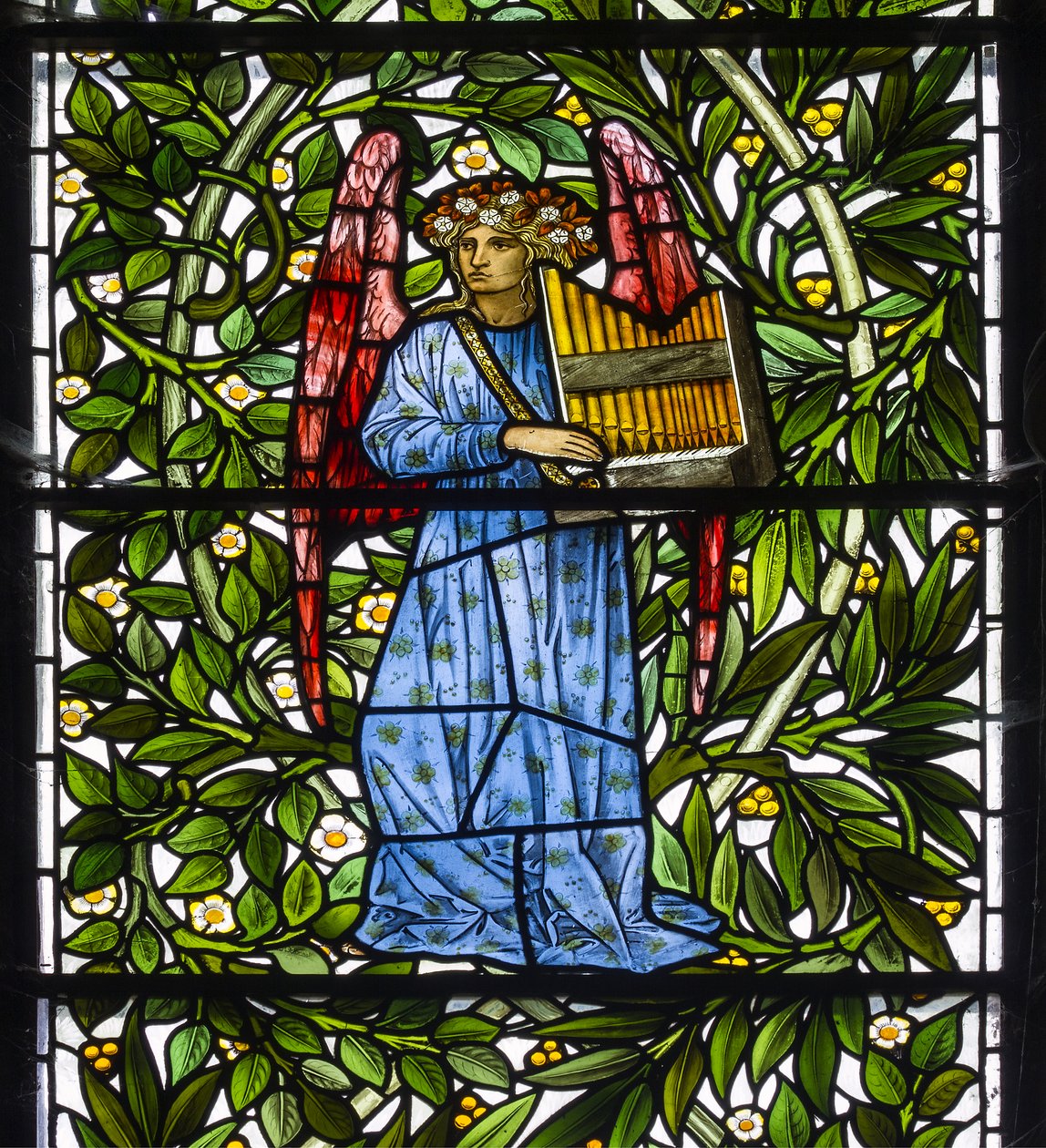 Nun Monkton, St Mary, Morris Marshall & Faulkner & Co, William Morris, Edward Burne-Jones, enkelimuusikko, 1873 tekijältä Edward and Morris Burne Jones
