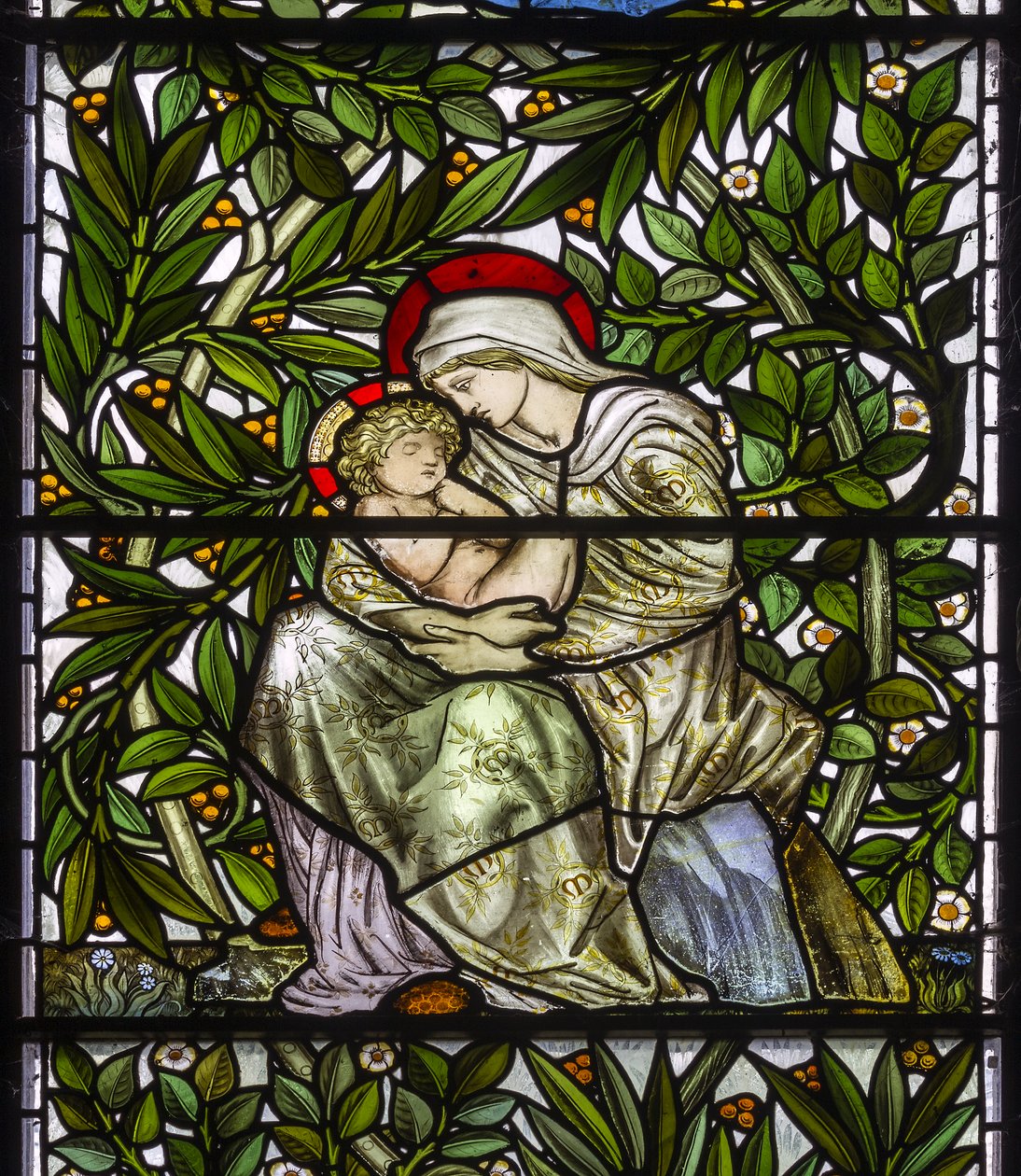 Nunna Monkton, St Mary, Morris Marshall & Faulkner & Co, William Morris, Edward Burne-Jones, Madonna & Child, 1873 tekijältä Edward and Morris Burne-Jones