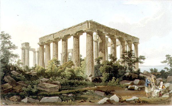 Jupiter Panhelleniosin temppeli, levy 27 "Näkymät Kreikassa" osasta 5, kaiverrettu Frederick Christian Lewis tekijältä Edward (after) Dodwell