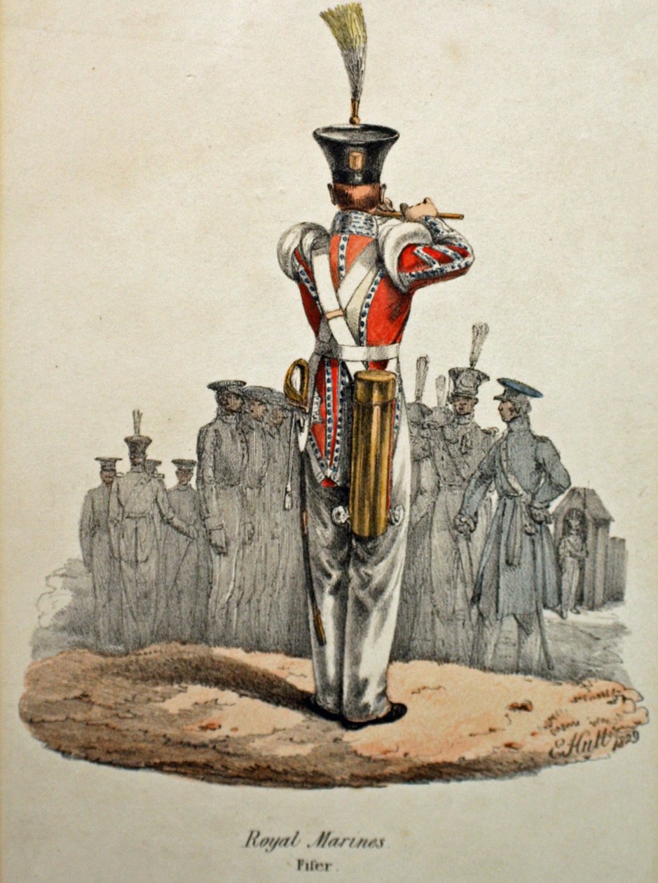 Royal Marines Fifer, n. 1829 (käsinvärinen litho) tekijältä Edward (after) Hull