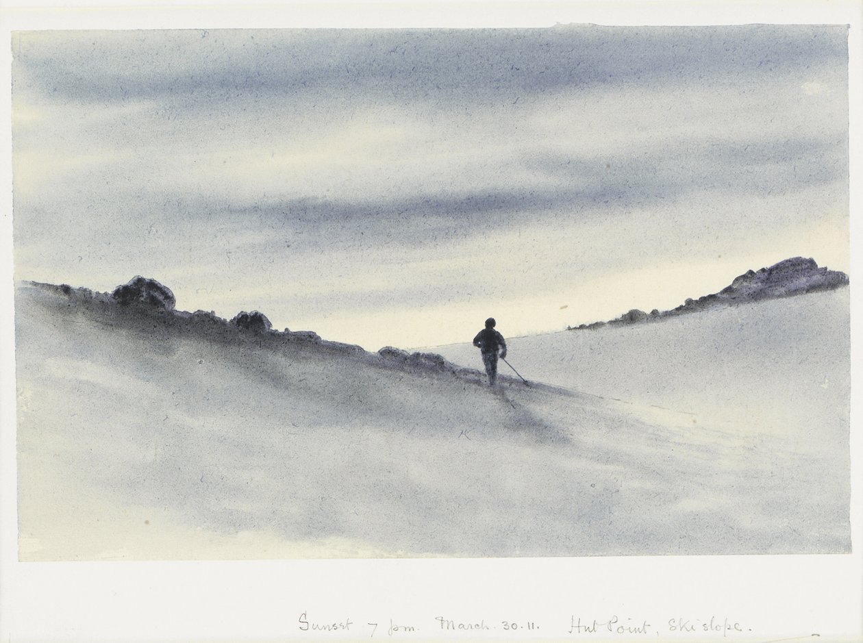 Auringonlasku, 19.00, 30.11., Hut Point, Ski Slope, 1911 tekijältä Edward Adrian Wilson