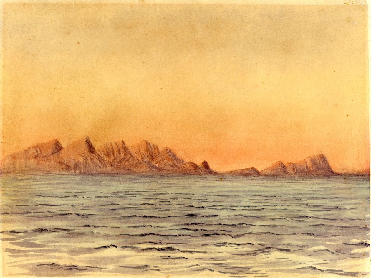 Auringonlasku, Simons Bay, Etelä-Afrikka (wc paperilla) tekijältä Edward Adrian Wilson