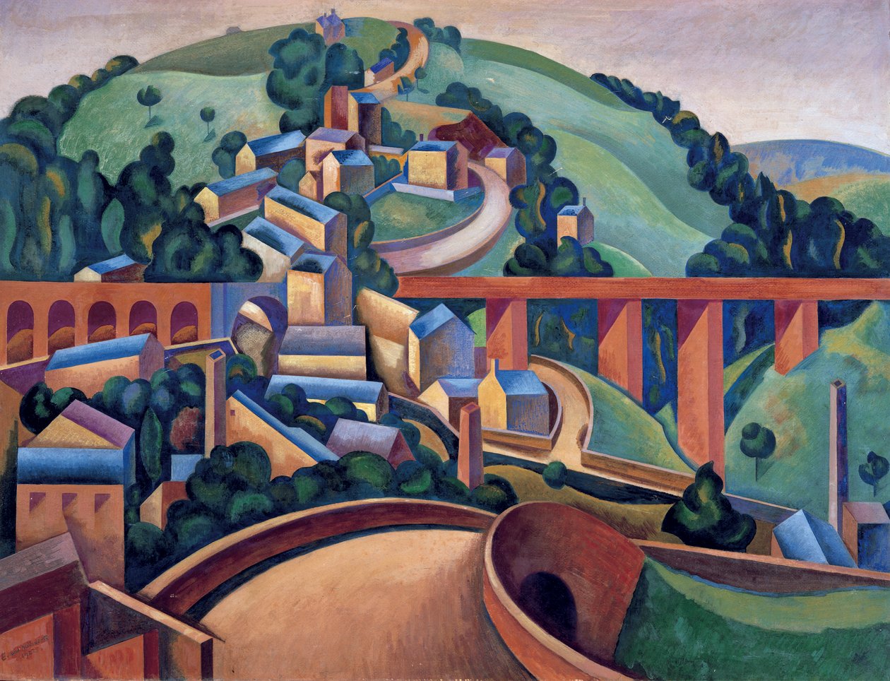 Buxton Village ja Broadbottom, lähellä Glossopia tekijältä Edward Alexander Wadsworth