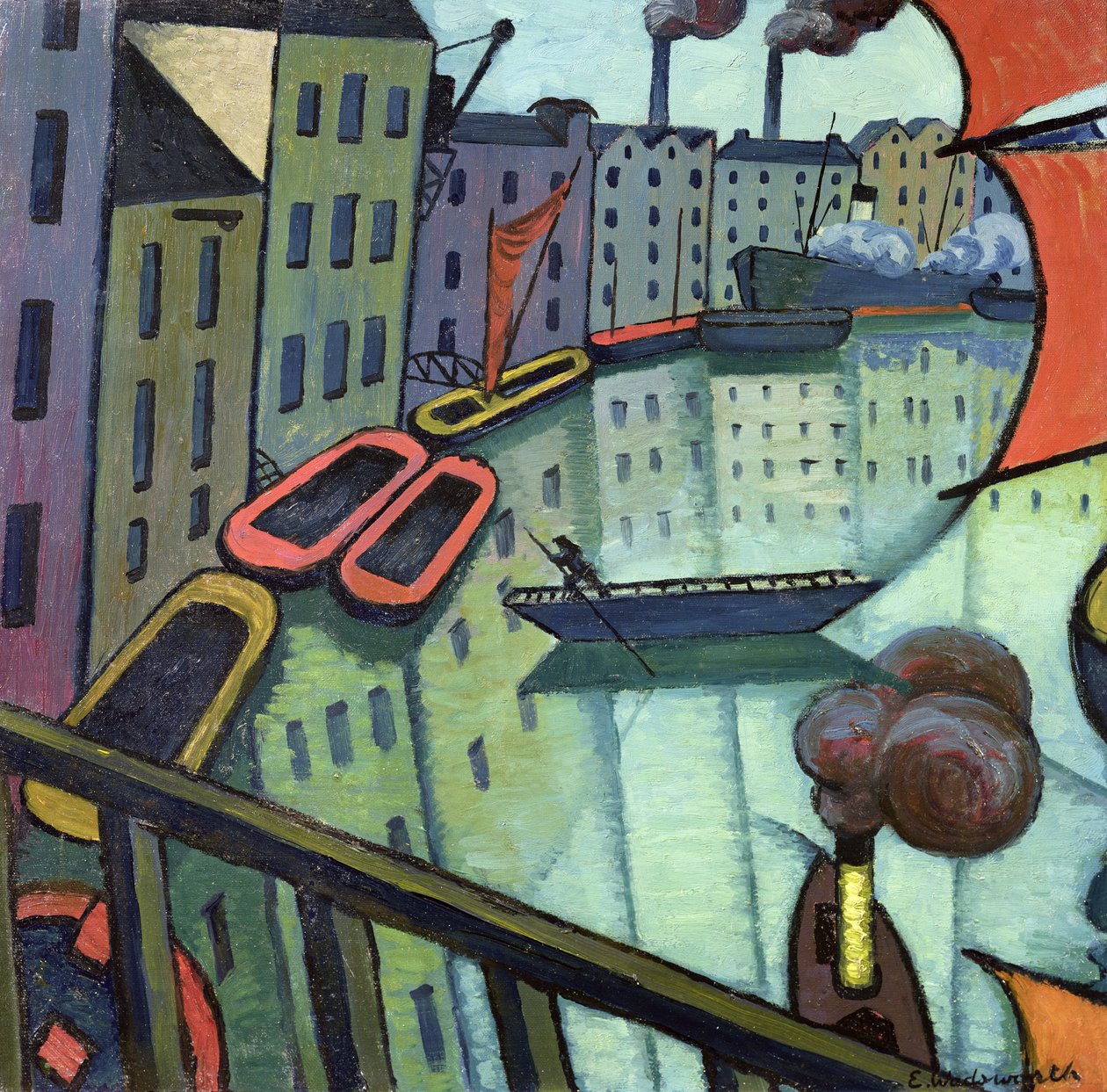 Rotherhithe (öljy kankaalle) tekijältä Edward Alexander Wadsworth