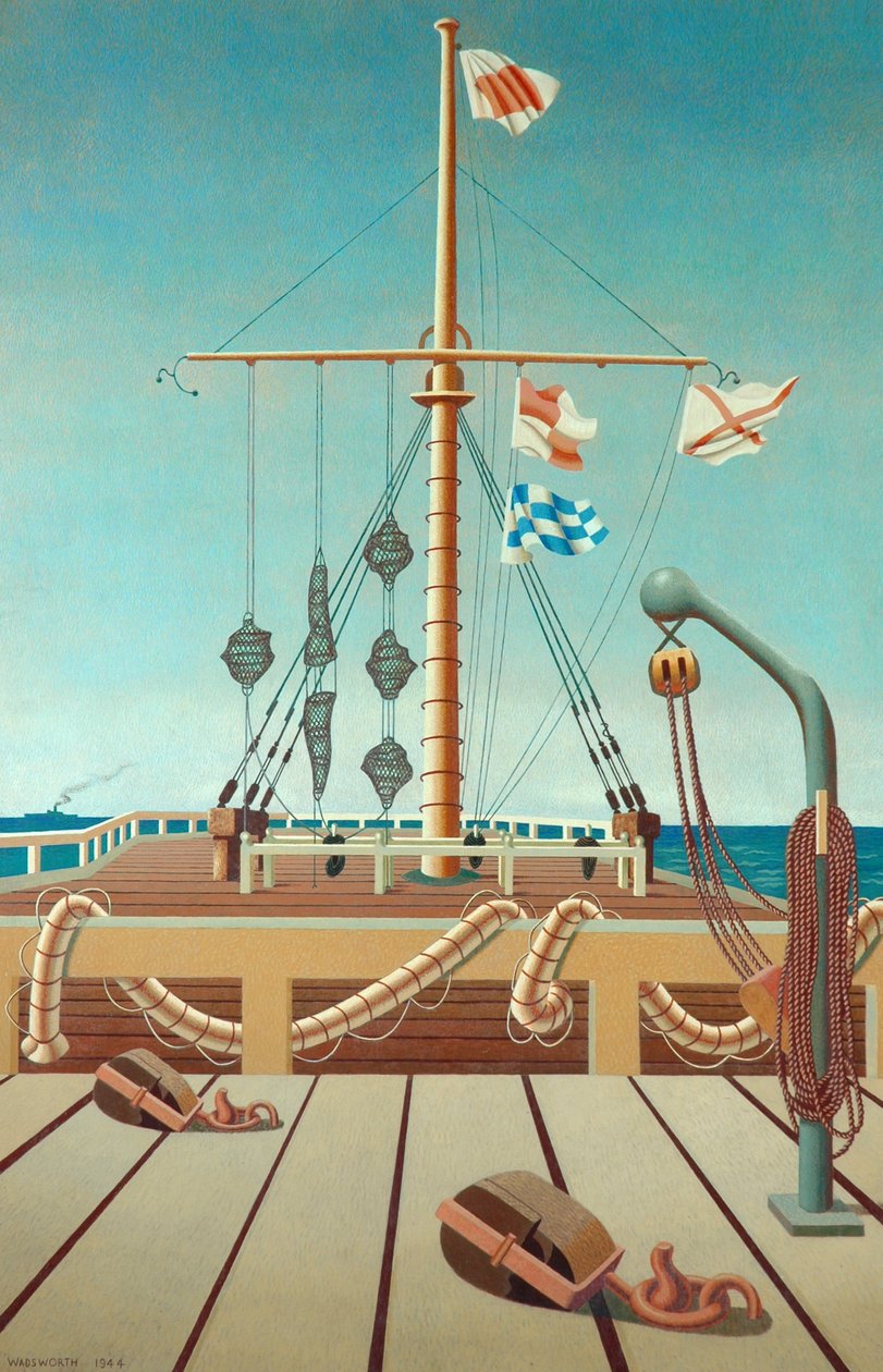 Signaaliasema (laituri) (tempera puupaneelilla) tekijältä Edward Alexander Wadsworth