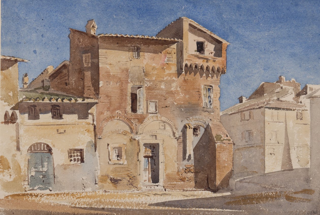 Rooma, Trasteveressä, lähellä Santa Ceciliaa, 1866 (wc paperille) tekijältä Edward Angelo Goodall