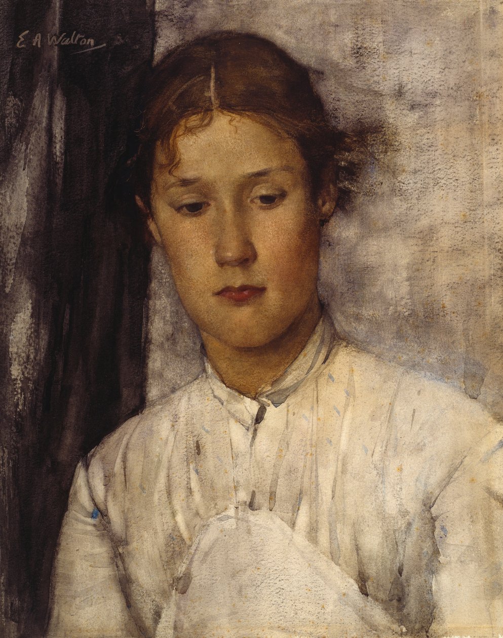 Pelinvartijan tytär (akvarelli paperille) tekijältä Edward Arthur Walton