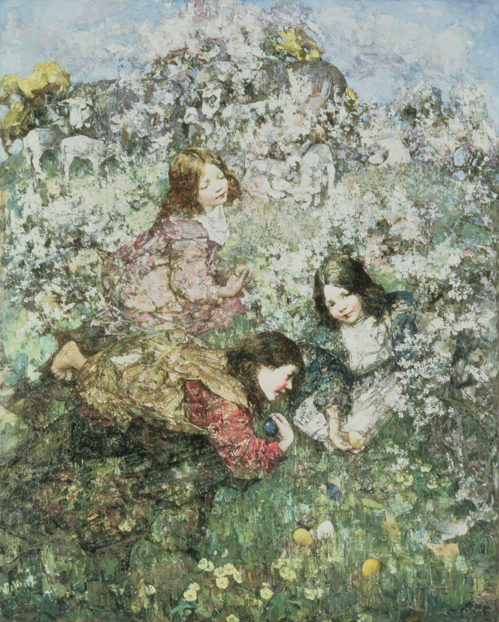 Pääsiäismunat (öljy kankaalle) tekijältä Edward Atkinson Hornel