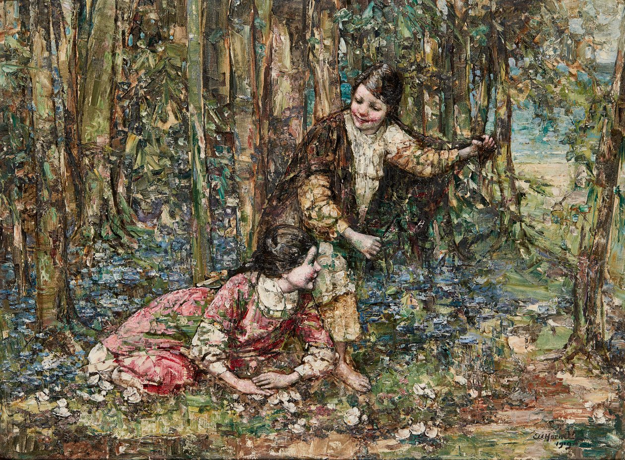 Girls In a Wood (öljy kankaalle) tekijältä Edward Atkinson Hornel