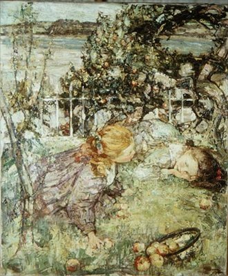 Tytöt hedelmätarhassa tekijältä Edward Atkinson Hornel