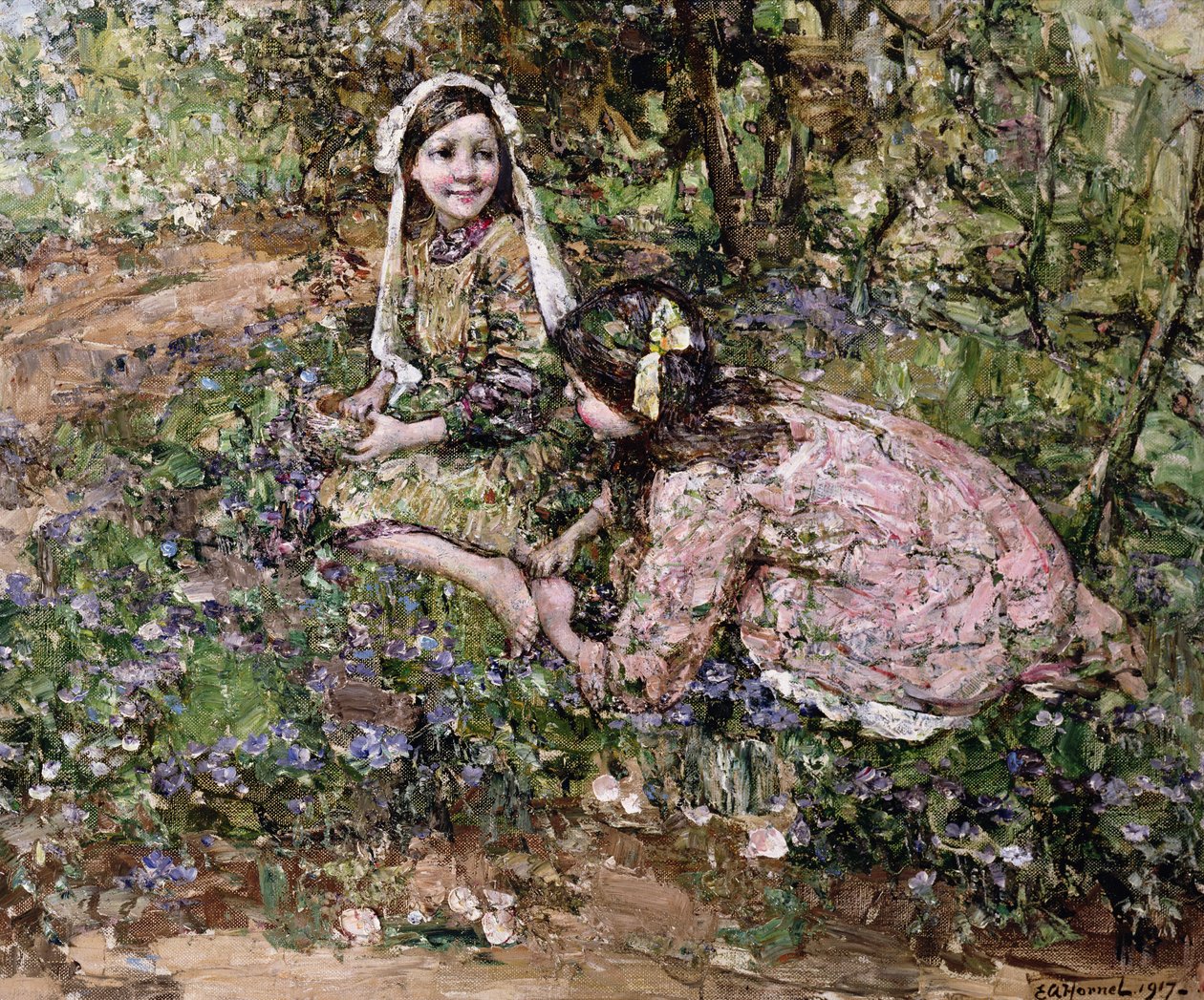 Mid Fairy Flax (öljy kankaalle) tekijältä Edward Atkinson Hornel