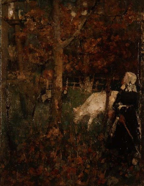 Pastoraalinen maisema tytön kanssa tekijältä Edward Atkinson Hornel
