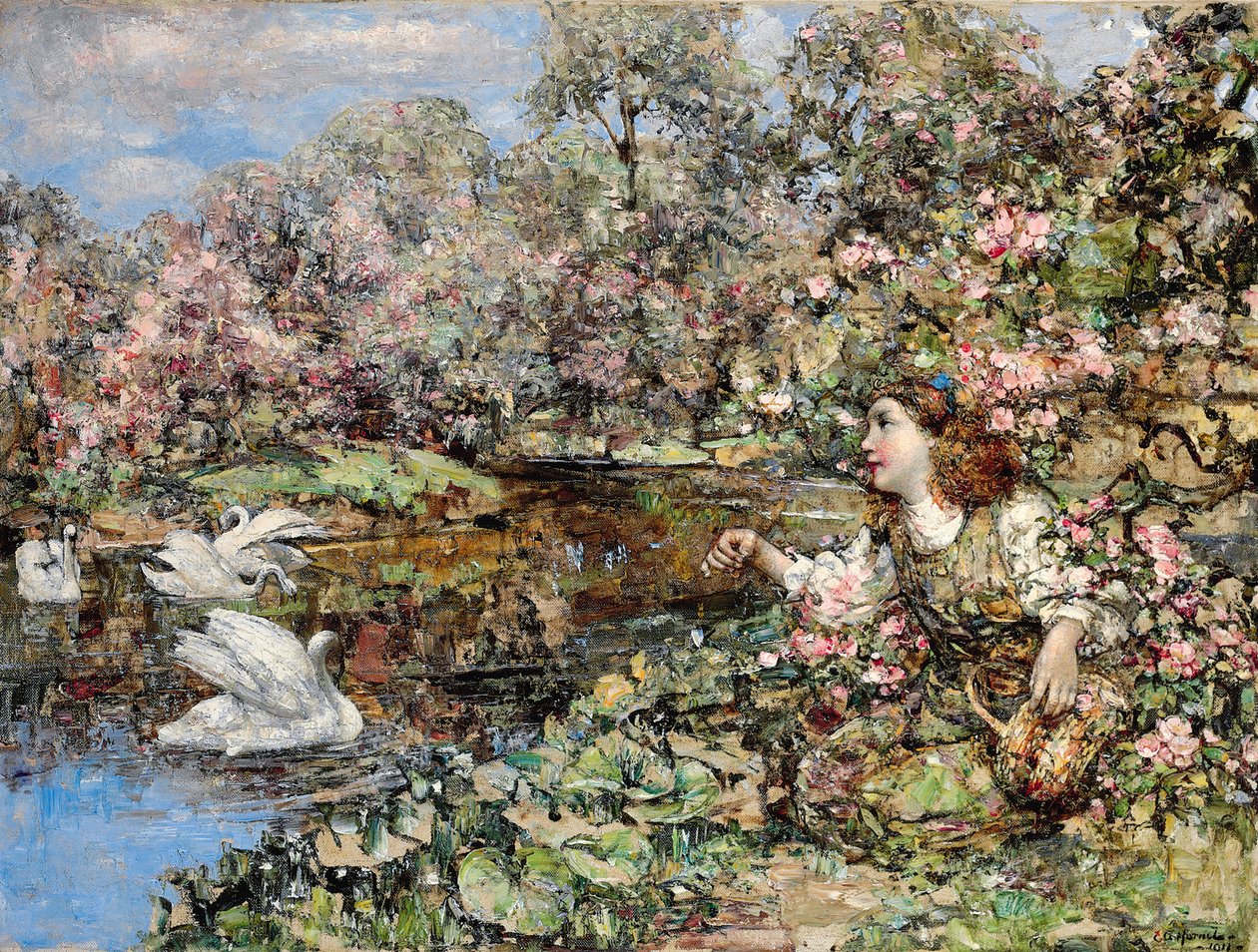 Joutsenlampi tekijältä Edward Atkinson Hornel