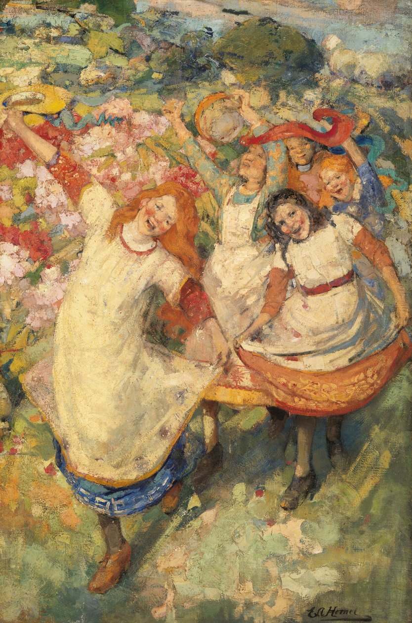 Kevään tanssi (öljy kankaalle) tekijältä Edward Atkinson Hornel