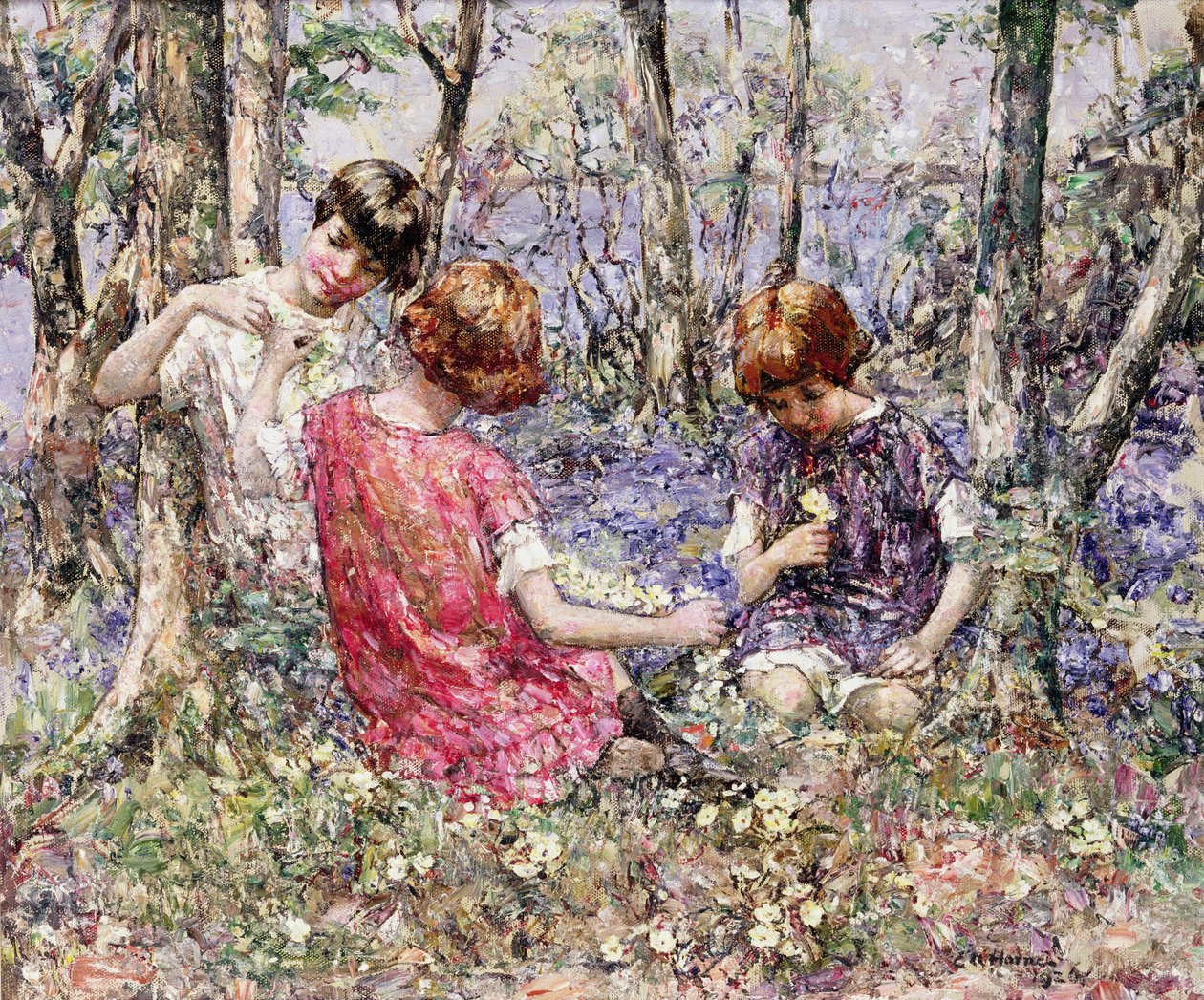 The Primrose Chain (öljy kankaalle) tekijältä Edward Atkinson Hornel