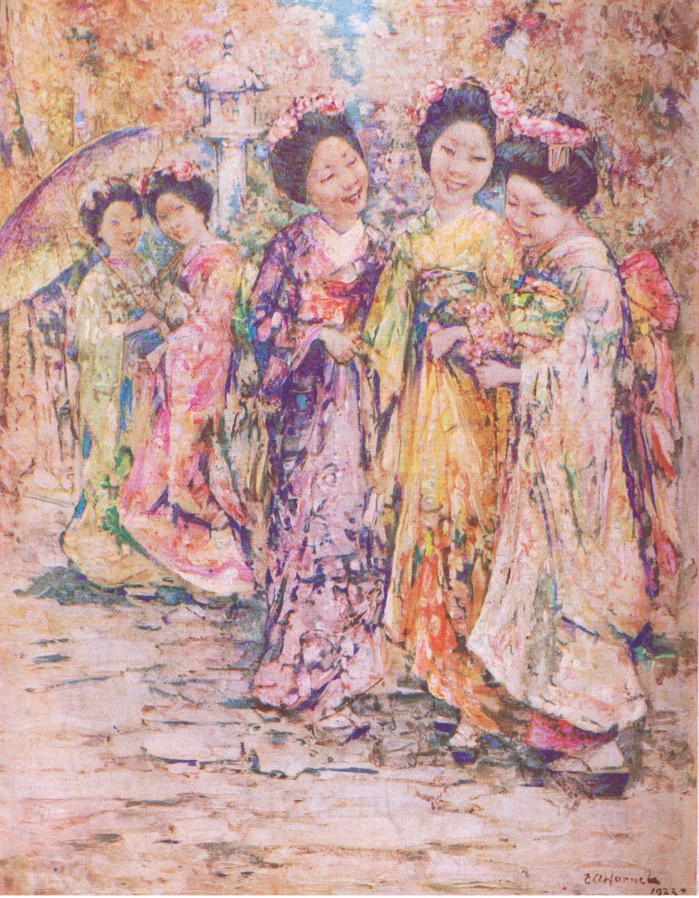 Promenade, Kioto, kuvitus My Magazinesta tekijältä Edward Atkinson Hornel
