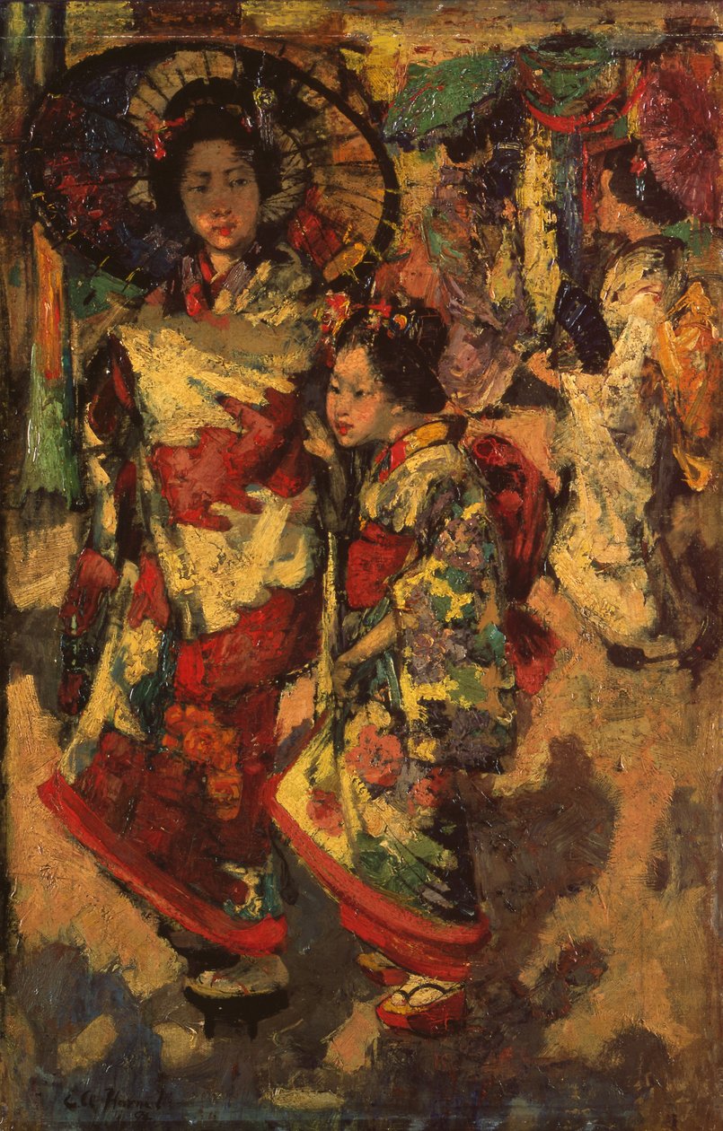 Kaksi Geisha tyttöä tekijältä Edward Atkinson Hornel