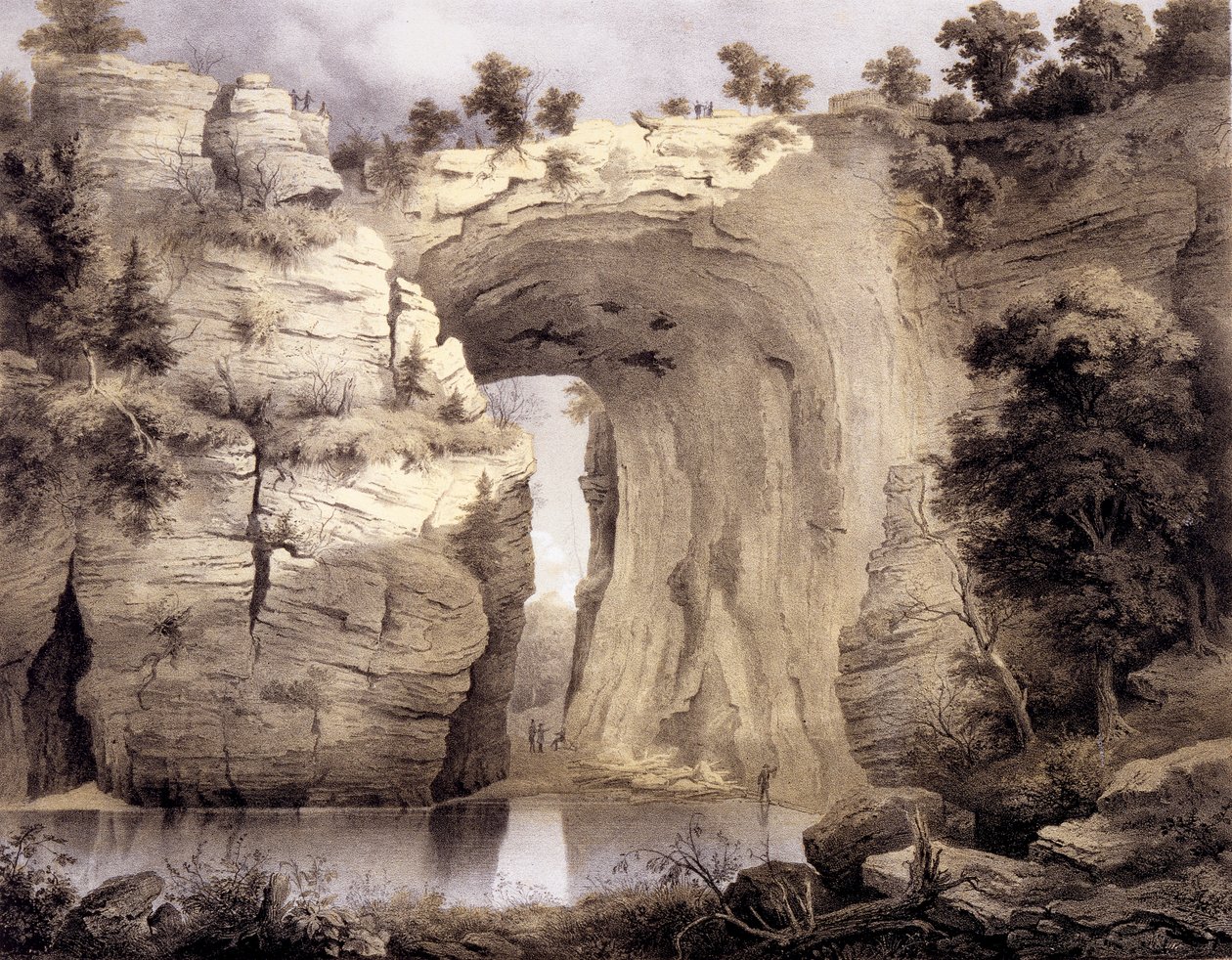 Natural Bridge, Rockbridge County, Album of Virginia, 1858 tekijältä Edward Beyer