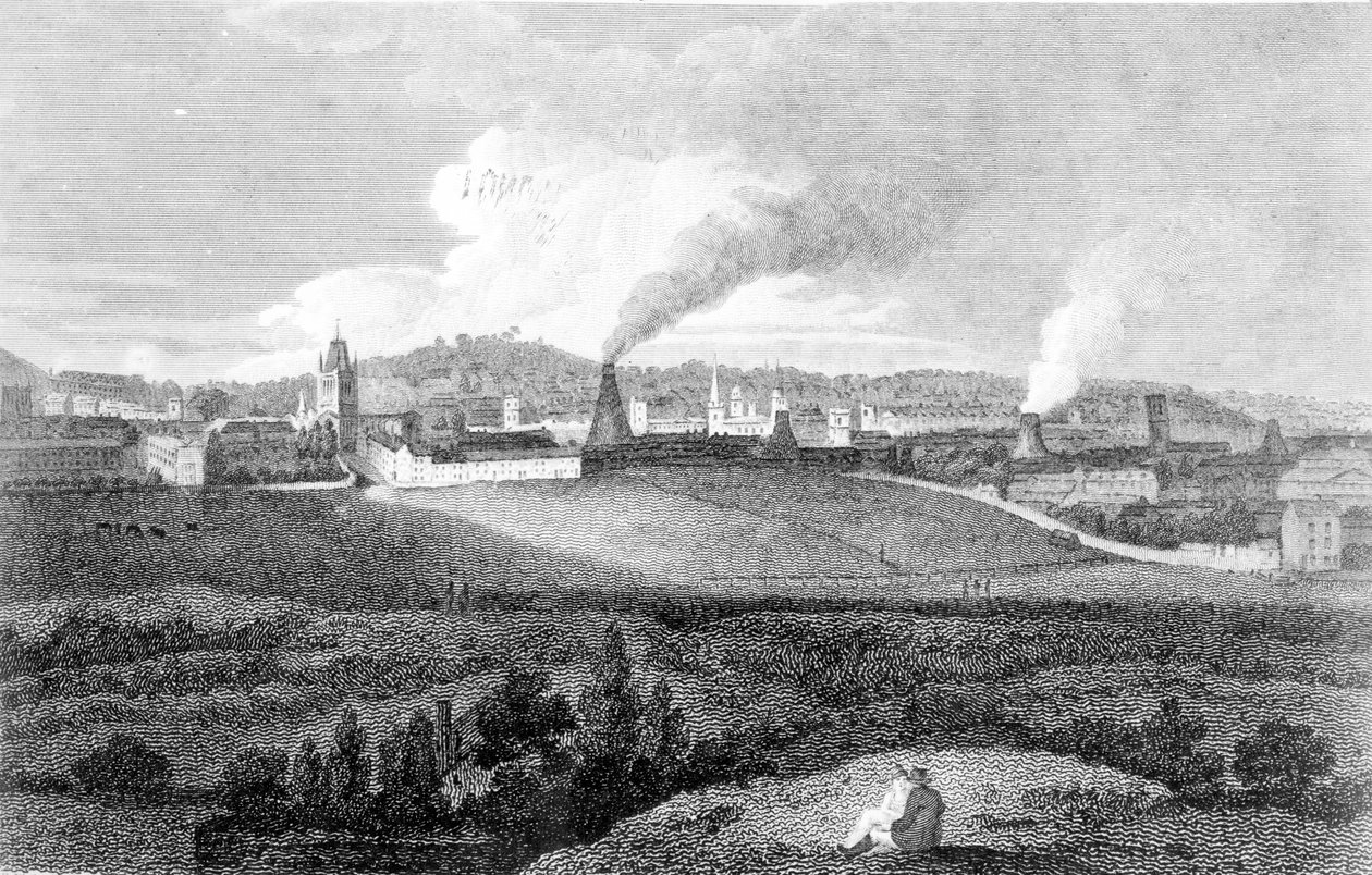 Näkymä Bristoliin Pile Hilliltä, kaiverrus Heath, pubi. Kirjailija: John Agg, 1809 tekijältä Edward Bird