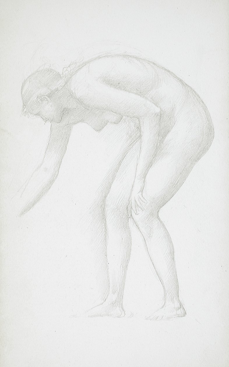 Taivuttava alaston nainen tekijältä Edward Burne-Jones