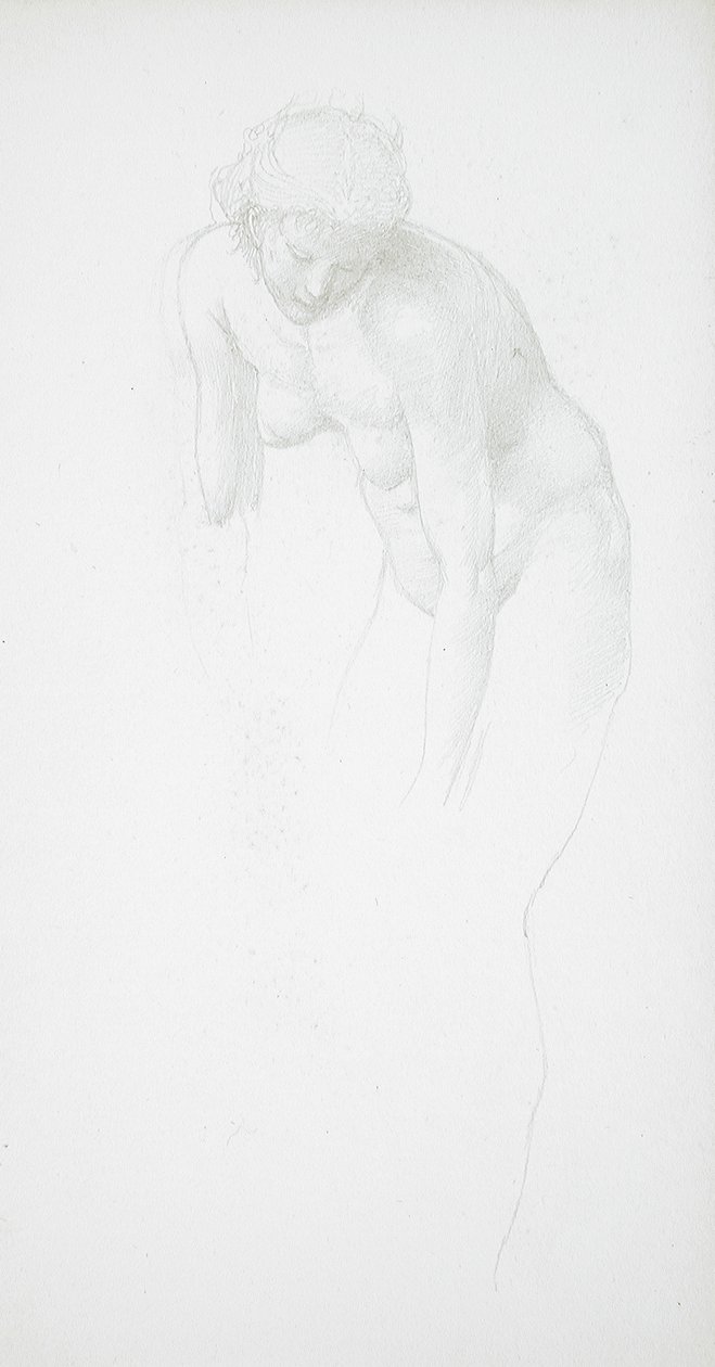 Taivutettu naisalastonkuva tekijältä Edward Burne-Jones