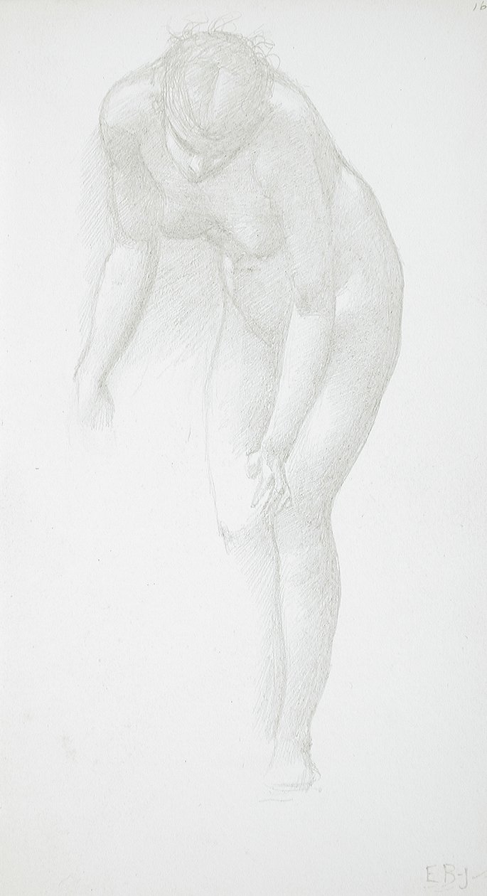 Taivutettu naisalastonkuva tekijältä Edward Burne-Jones
