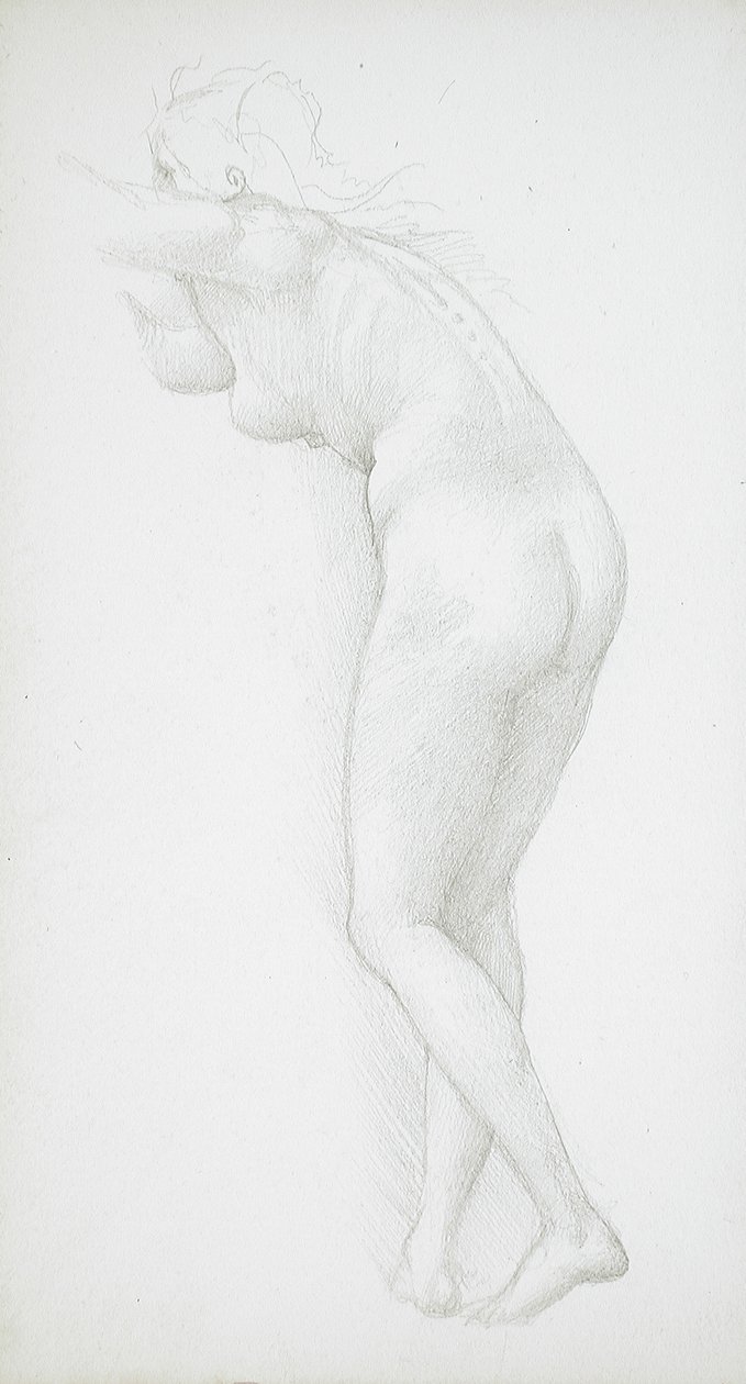 Naisten alastonkuva takaa katsottuna tekijältä Edward Burne-Jones
