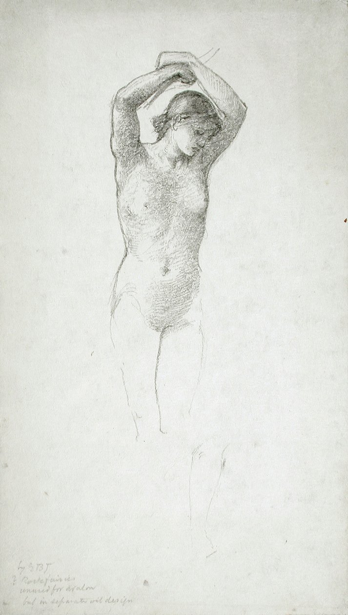 Seisova naisalaston, kädet koholla tekijältä Edward Burne-Jones