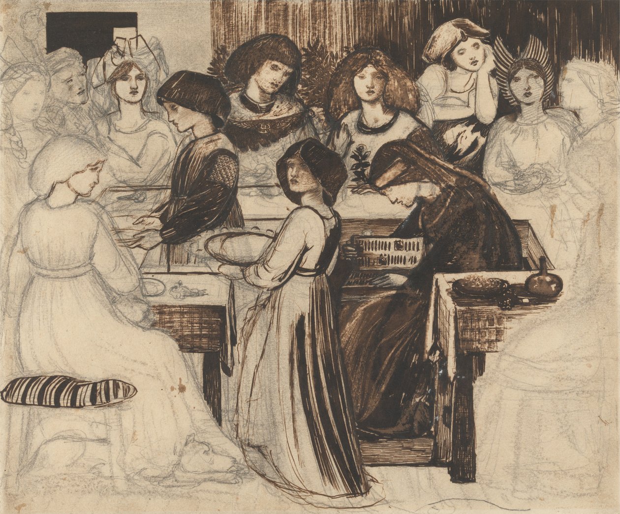Tutkimus Sir Degrevauntin hääjuhlaa varten tekijältä Edward Burne-Jones