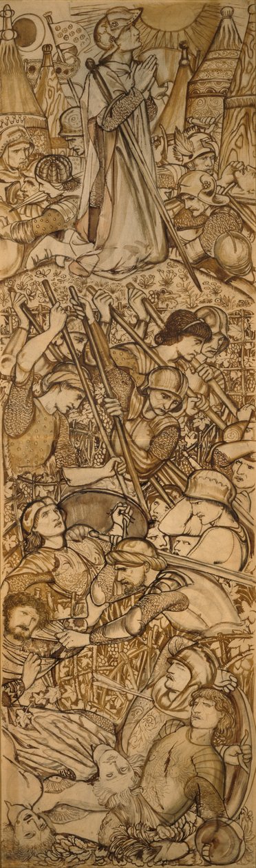 Bet-Horonin taistelu - Joosua käskee auringon ja kuun pysähtyä paikalleen tekijältä Edward Burne-Jones