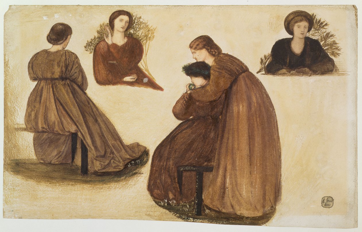Suunnittelu Punaisen talon koristeluun, (naistutkimukset) 1860 tekijältä Edward Burne Jones