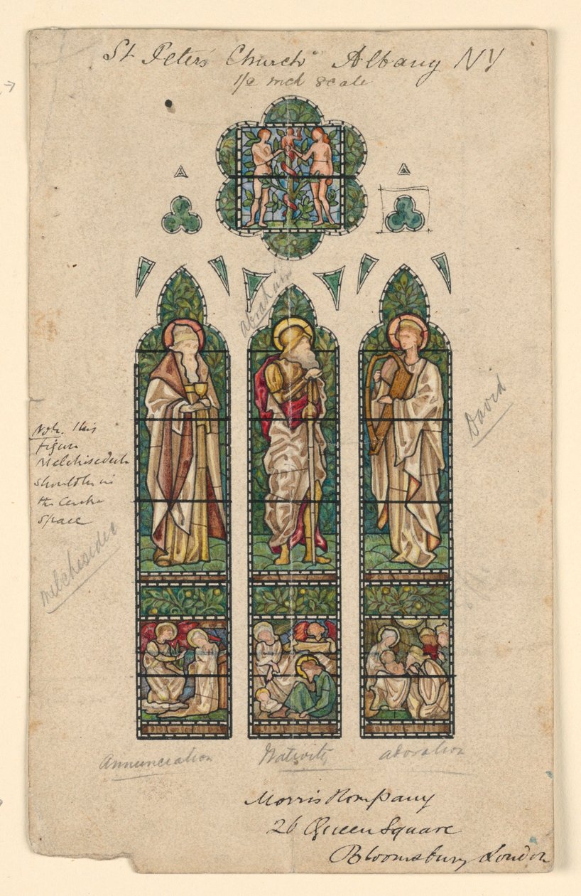 Piirros, Pyhän Pietarin kirkko, Alb, n. 1870. tekijältä Edward Burne Jones