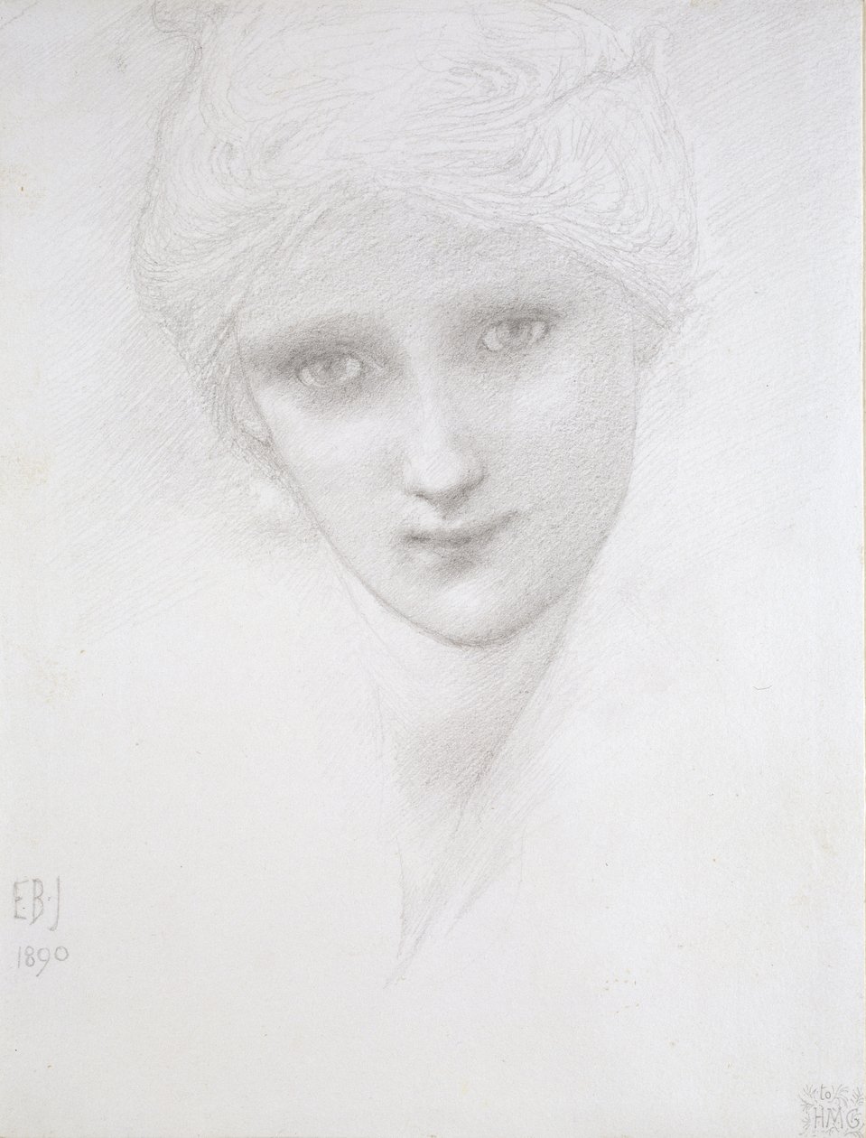 Naisen pää, 1890 tekijältä Edward Burne Jones