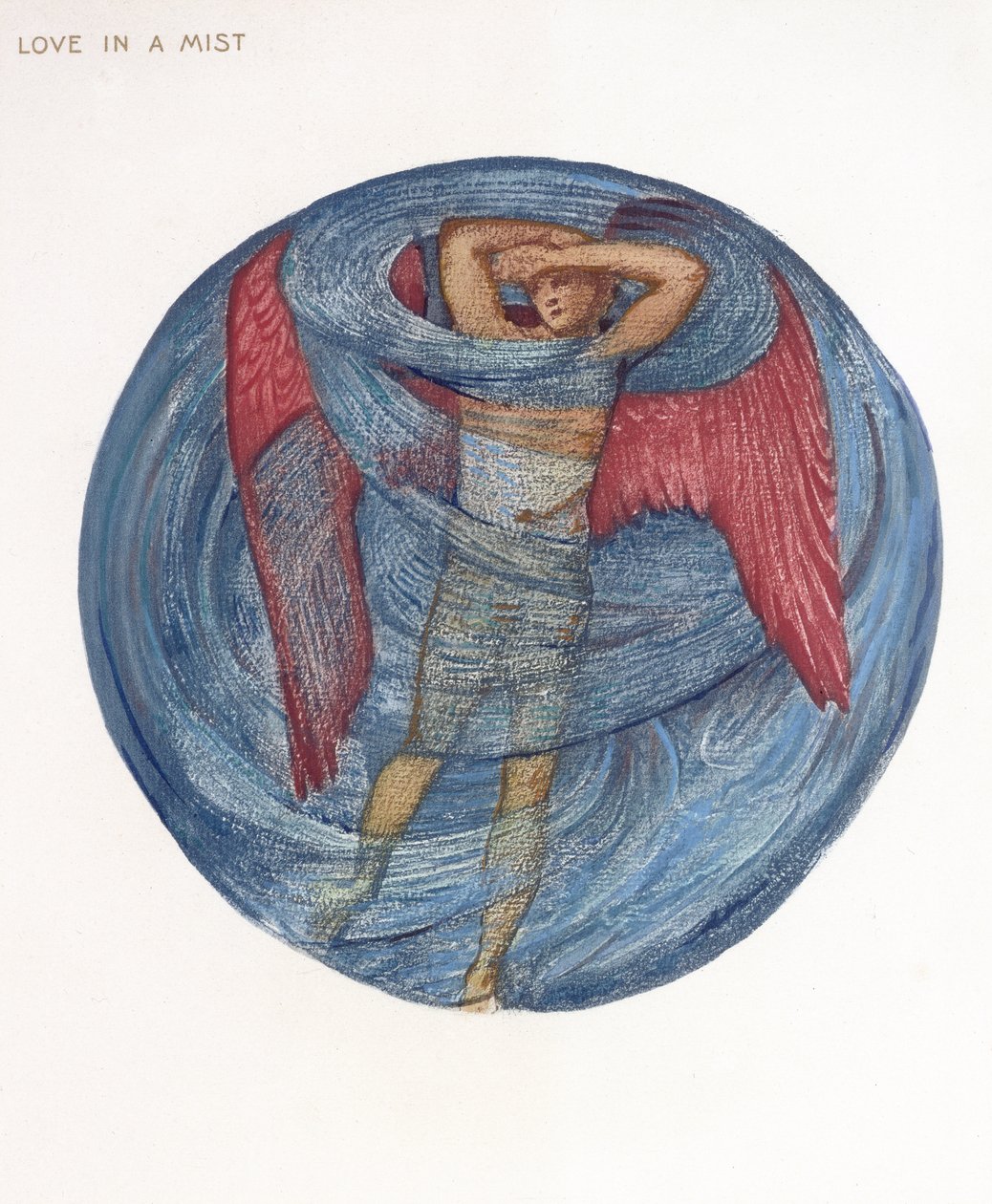 Kukkakirja: I. Love in a Mist, 1905 (litho, guassi paperilla) tekijältä Edward Burne Jones
