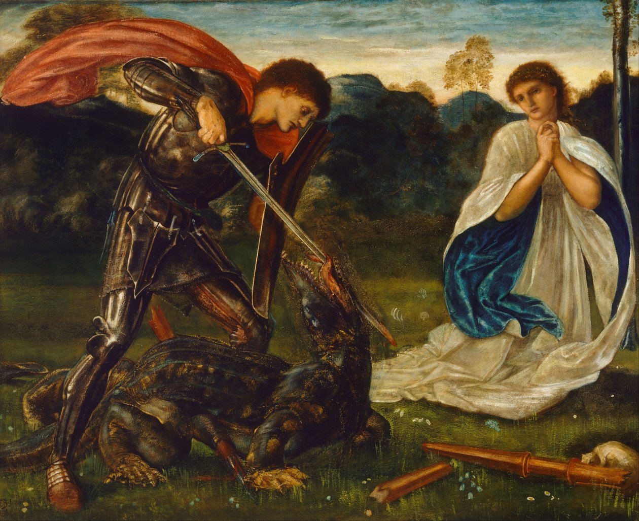 Taistelu: Yrjö tappaa lohikäärmeen VI tekijältä Edward Burne Jones