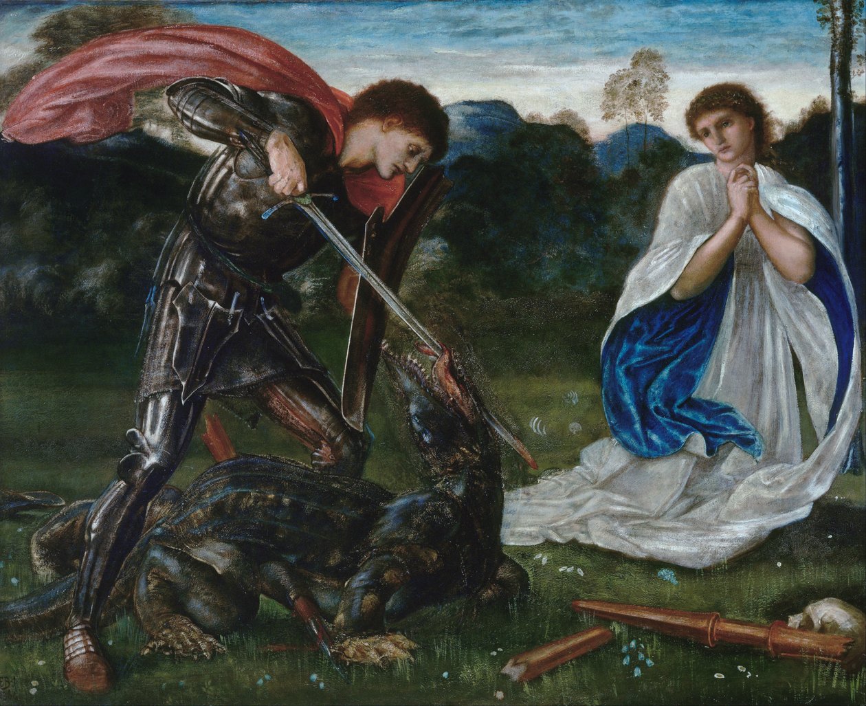Taistelu: Yrjö tappaa lohikäärmeen VI tekijältä Edward Burne Jones