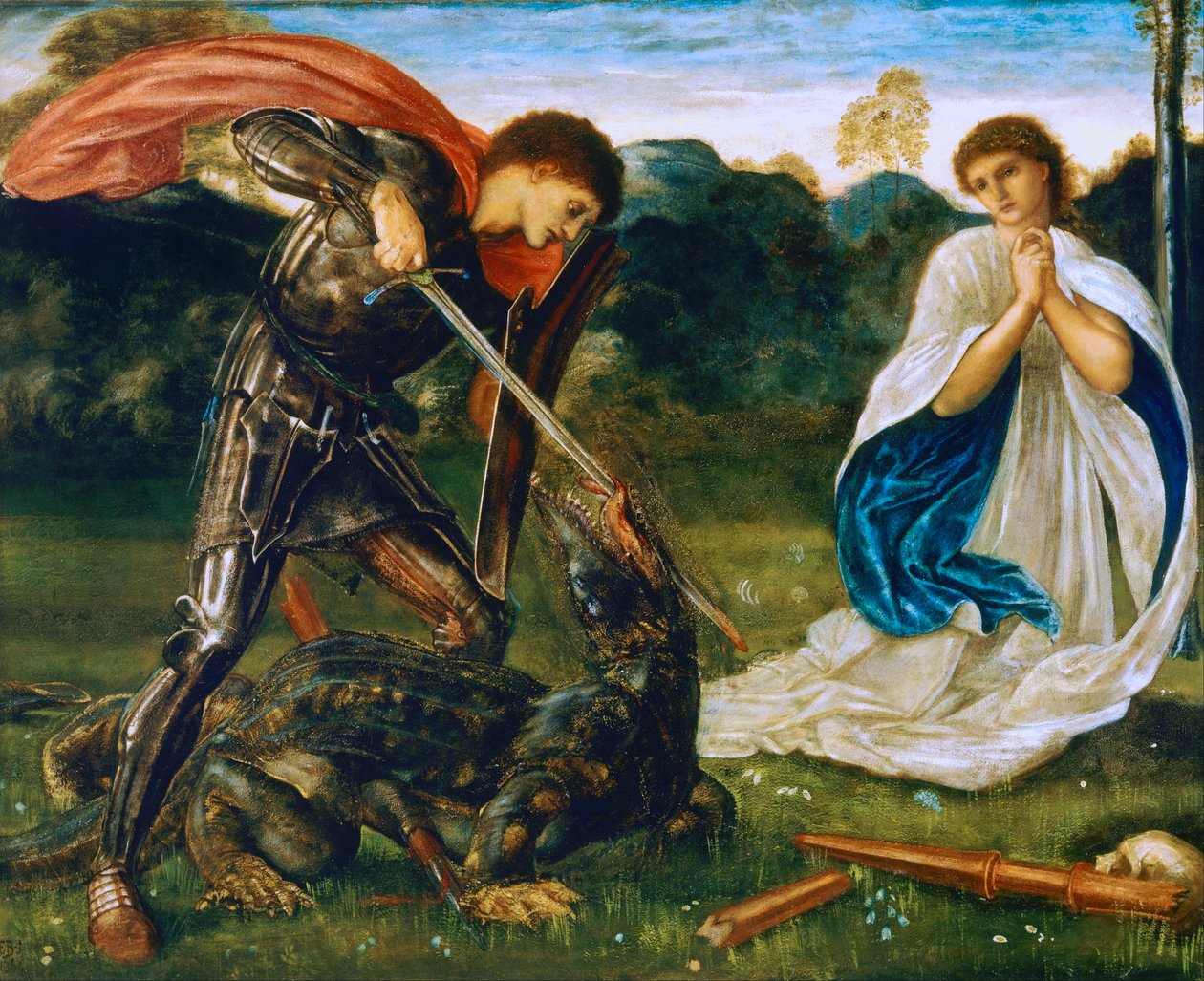 Taistelu: Yrjö tappaa lohikäärmeen VI tekijältä Edward Burne Jones