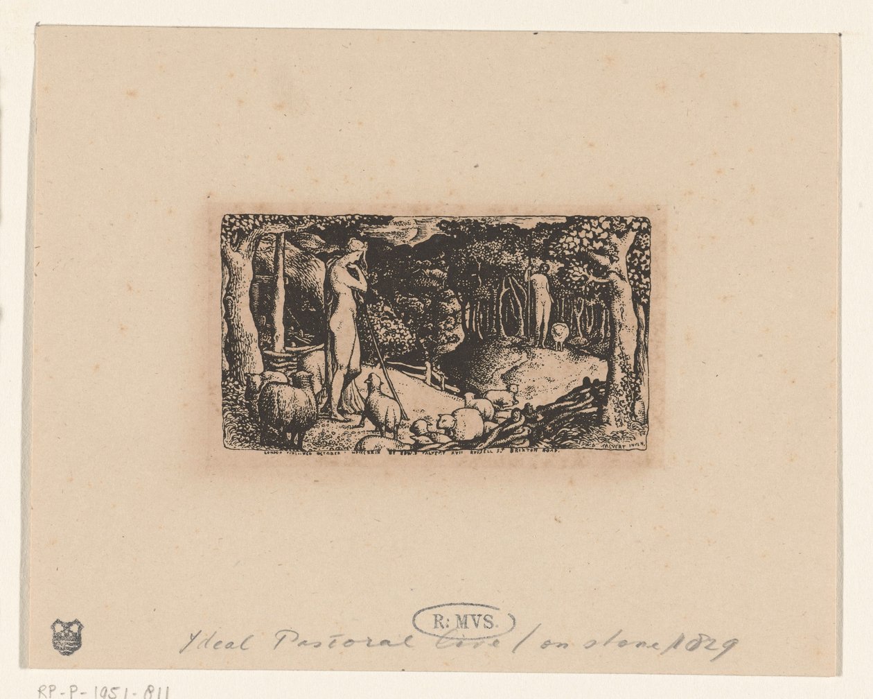 maalaiselämä Ihanteellinen pastoraalinen elämä tekijältä Edward Calvert (signed by artist)