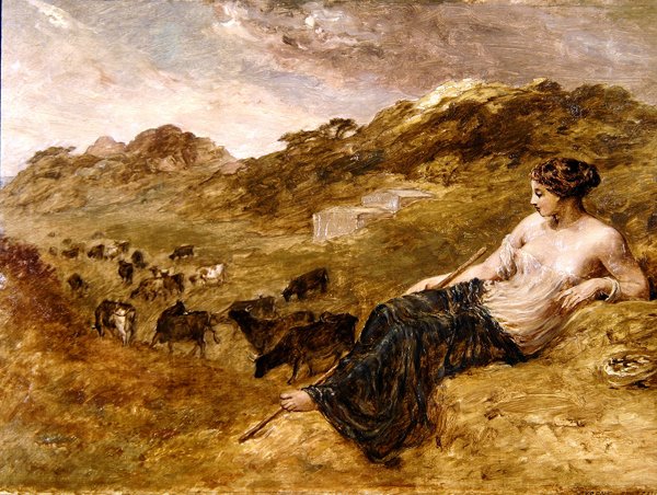 Kyrene ja karja (öljy kankaalle) tekijältä Edward Calvert